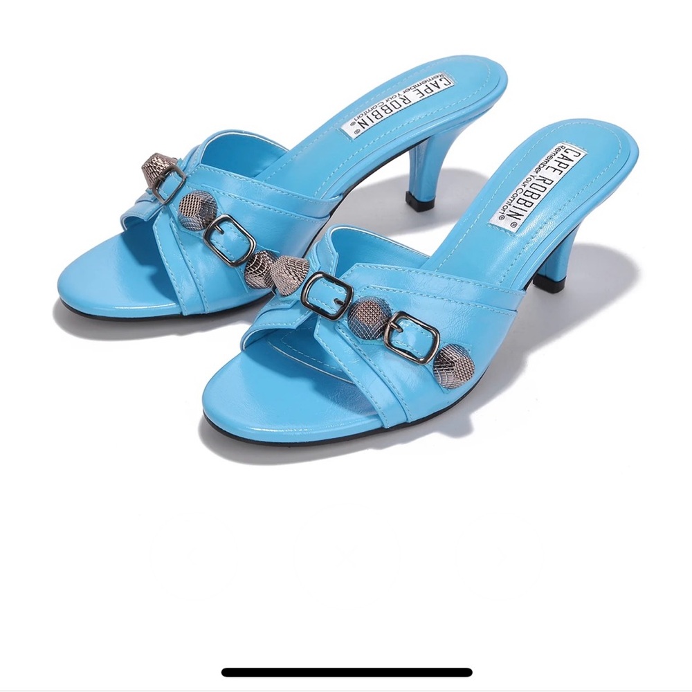 Cape Robbin Light Blue Heeled Mules kitten heel